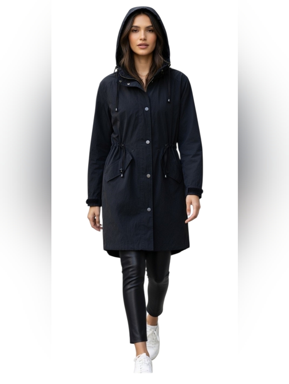 ZARA BASIC Outerwear Black Anorak Jacket,Trendy Lightweight Hooded Size: Medium